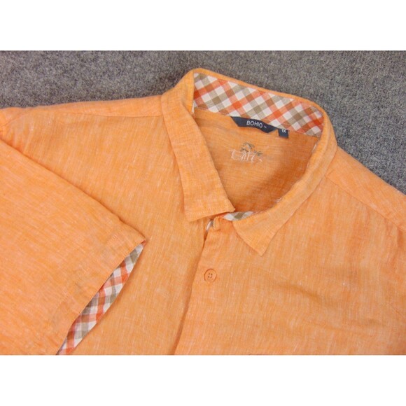 Bohio Shirt Mens XL Orange‎ Linen Chambrey Short Sleeve - Picture 1 of 8